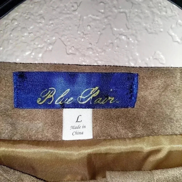 Blue Rain Faux Suede A Line Tan Skirt Scallop Hem. Size Large - Picture 6 of 10